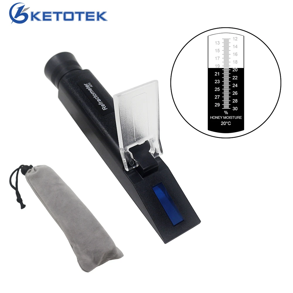 

KETOTEK 12-30% Water Honey Refractometer Bees Sugar Food Tester Meter ATC, Sugar Water Content Level Brix Be Refractometer