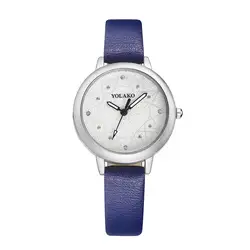 Для женщин часы моды Цвет ремешок цифровой циферблат кожаный ремешок аналоговые кварцевые наручные женские часы девушка часы Relogio Feminino