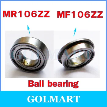 

20pcs/lot 6*10*3mm 6x10x3mm MR106ZZ MF106Z MR106-2Z metal shielded skate bearing radial shaft flange ball bearing