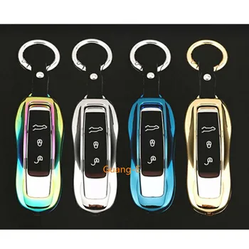 

For Porsche Panamera/911/Cayenne/Macan Car Zinc Alloy+Leather Keychain Remote Key Case Cover Keys