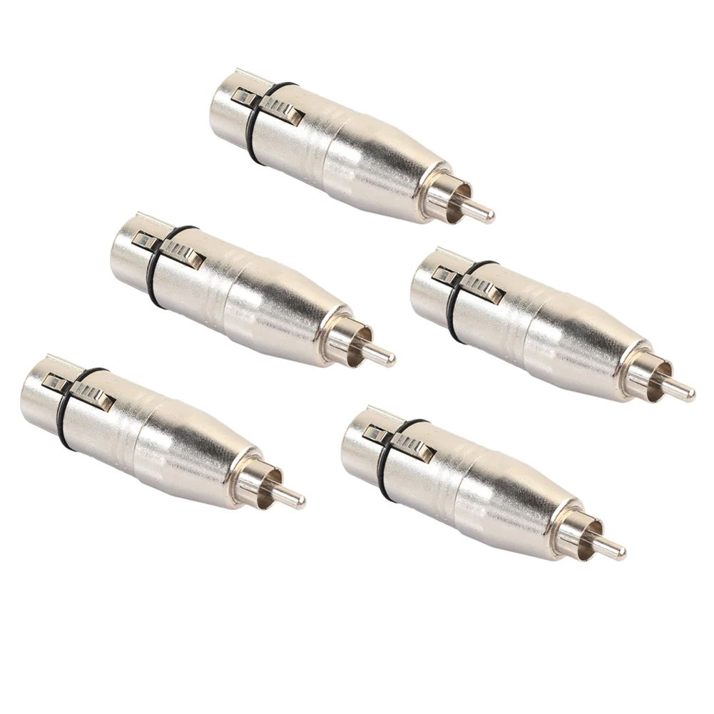 

5 Pcs 3-Pin XLR Female to RCA Male Plug Audio Cable Cord Microphone Adapter for Microphone Speaker