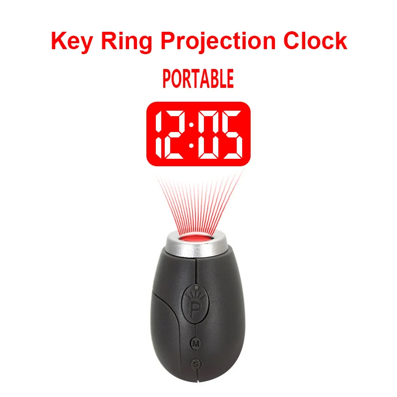 Household Digital Key Ring projection clock LED Portable Mini Clocks