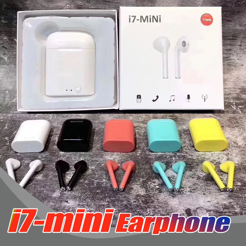 50 шт./лот наушники вкладыши Универсальные цветные i7 mini TWS Bluetooth беспроводные для