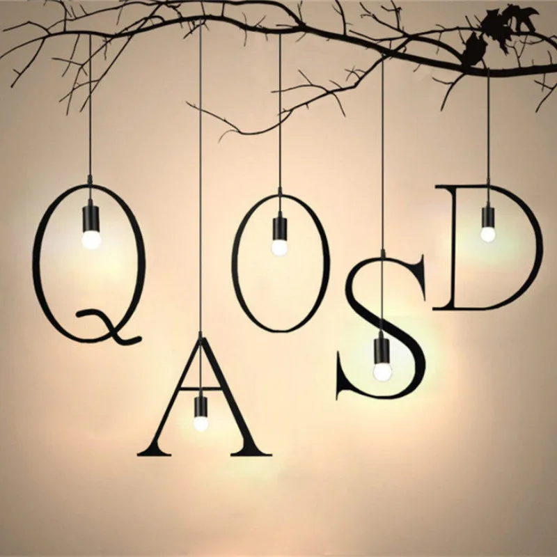 

Vintage New Letters Chandeliers Home Creative Lighting Bedroom Decoration Loft Farmhouse Lighting Led E27 Light Fixture