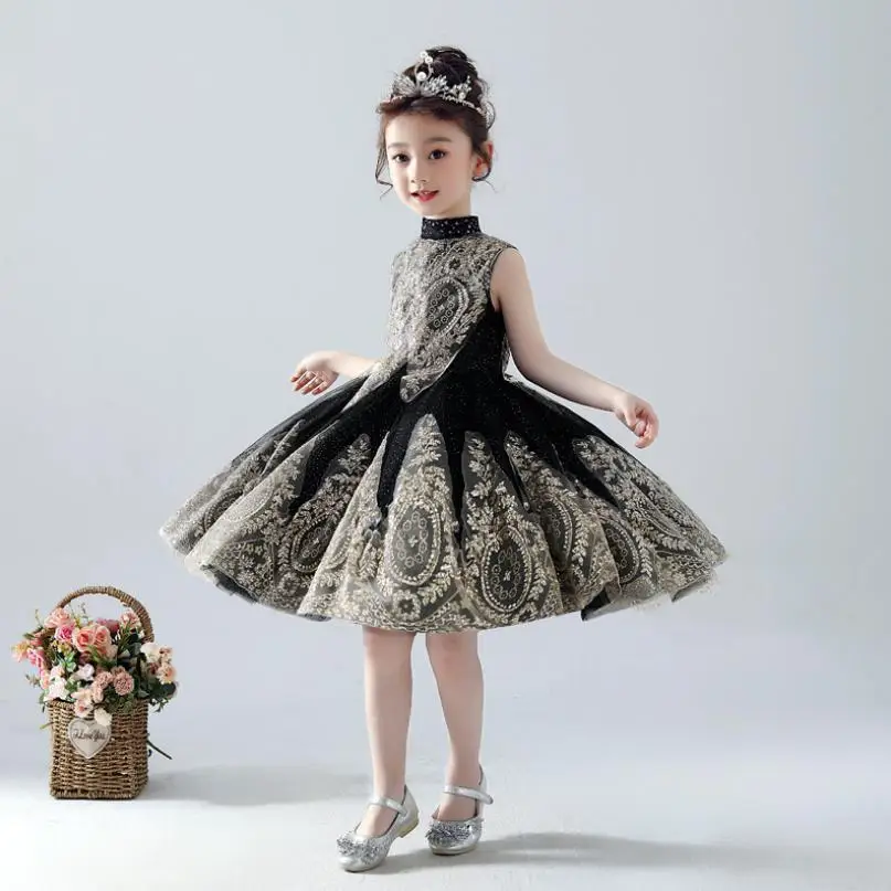 

2019 New Gorgeous Children Lace Spliced Girls Birthday Evening Gown Catwalk Costume Prom Dress Modis Kids Clothes Vestidos Y1628