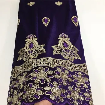 

Latest African Lace Fabric 2019 High Quality Purple Velvet Lace Green Sequin Lace Cotton Dresses For Evening Dresses