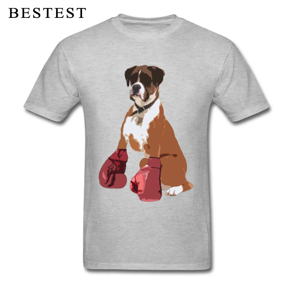 Boxer Dog 16330 100% Cotton T-Shirt for Men Short Sleeve Comics Tees Cute Summer Crew Neck Tee Shirts Funny Wholesale Boxer Dog 16330 grey