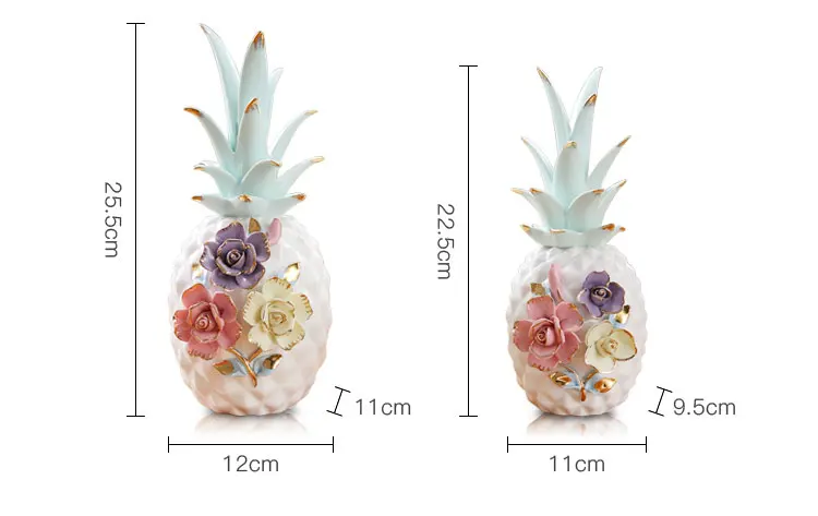 Декоративная большая красочная керамическая статуэтка ананаса для свадьбы, Центральная фарфоровая статуэтка ручной работы, аксессуары для дома, украшение
