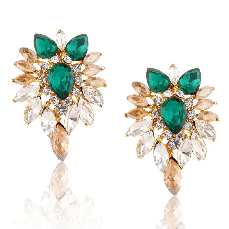Europe and America 2015 New Beautiful Fashion Three Colors Crystal Earrings Elegant Stud Earrings For Women