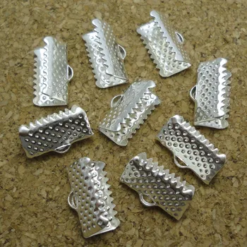 

10mm rhodium plated Crimp end beads leather cord clasp Textured Caps tips String strap choker Necklace Bracelet Connector bijoux