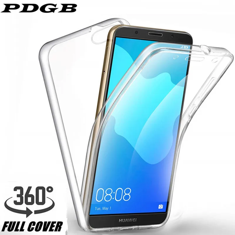 

PDGB 360 Degree Case For Huawei Honor 8X 10 Lite 7A 7C Pro P Smart Y5 Y6 Y7 Prime 2018 Y9 2019 Transparent Full body Cover