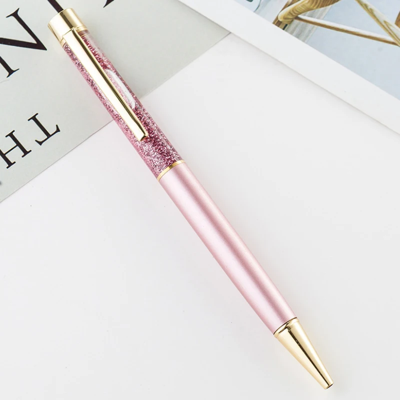 

1.0mm Luxury Ballpoint Pen flow oil crystal Gold foil Metal Copper colorful high-grade gold powder quicksand Pen Office Supplies