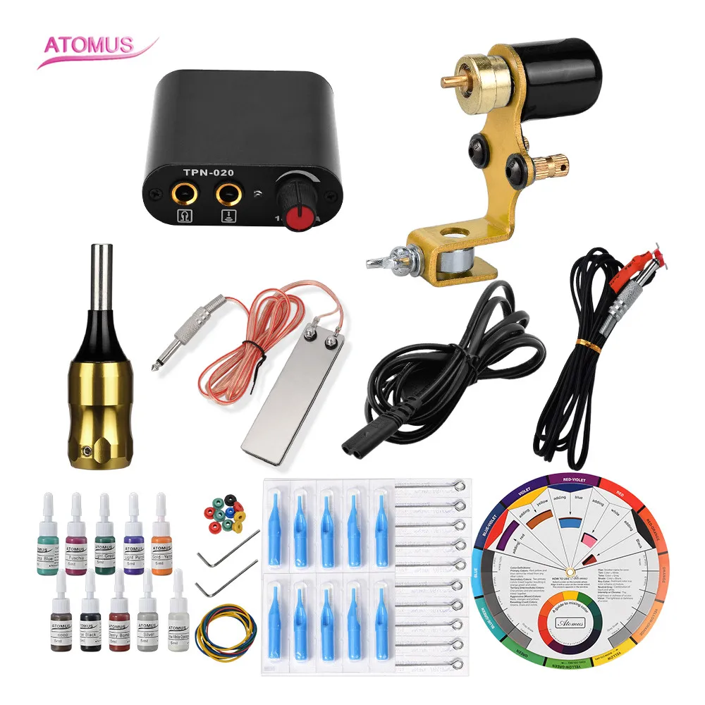 

Tattoo Machine Rotary Tattoo Pen Pedal Pro Machines Tatoo Caneta Ensemble A Tatouer Professionnelle Set Maquillaje Permanente