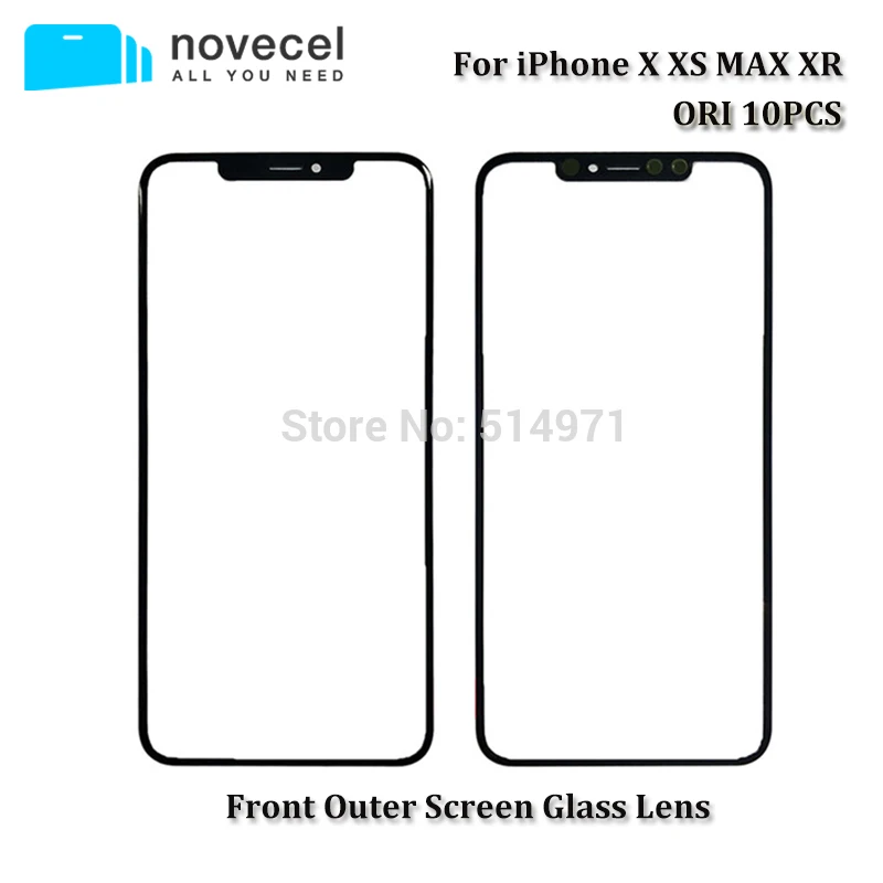 

10pcs Ori For iPhone X XS XSmax XR Novecel AAA+ Front Touch Screen Glass Outer Lens Repair Outer Screen Glass Replacement