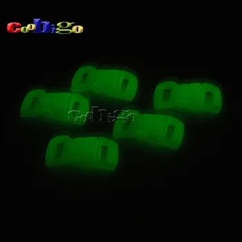 50pcs/Pack 3/8" (10mm) Plastic Curved Release Buckle Glow In the Dark Paracord Bracelet Dog Cat Collar Strap Webbing#FLC003-L