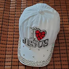 LGFD7621 i Красное сердце с надписью Love Jesus джинсы ткань искусственные камни bling Хлопок Бейсболки индивидуальные кепки