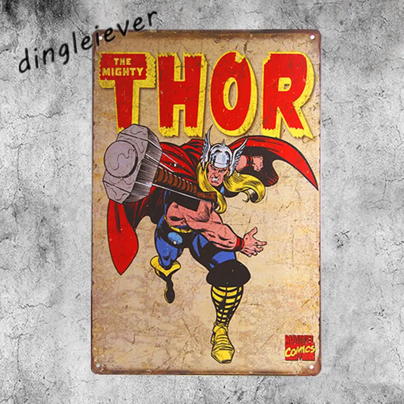 

The Mighty Thor Retro Comic Book Marvel Super Hero Metal Sign Tin Decor Wall Sticker