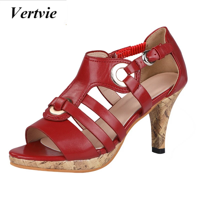 

vertvie High Quality High Heels Pump Women Sandals Open Toe Buckle Strap Sandals Female Shoes For Woman 2019 Sandalias Mujer