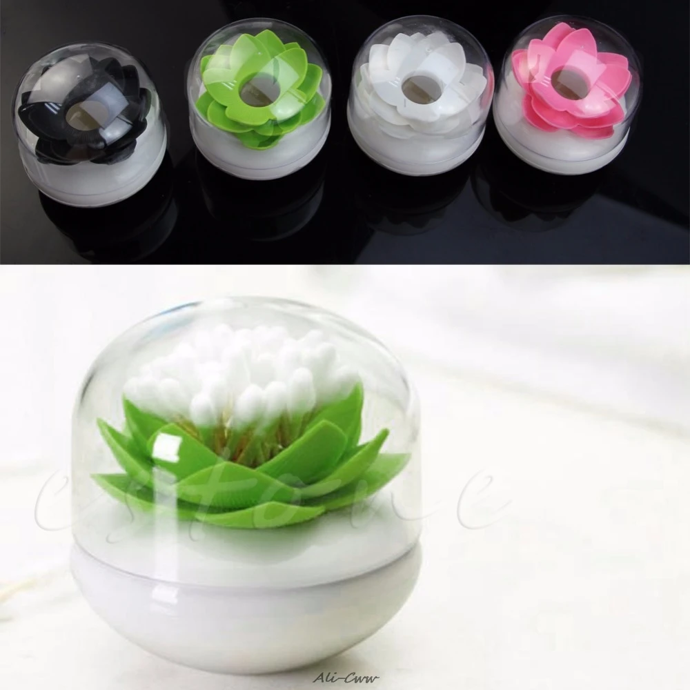 

1Pc Lotus Cotton Bud Holder Swab Box Qualy Design Base Room Decorate New