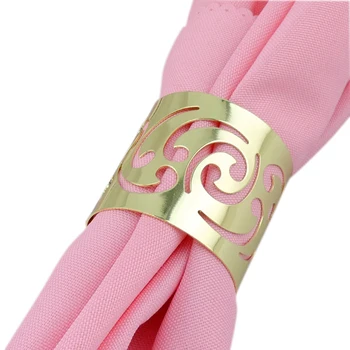 

Tangpan 12pcs/lot Hollow Gold/Silver Christmas Napkin Rings Serviette Holder For Wedding Party TableDecoration Favor