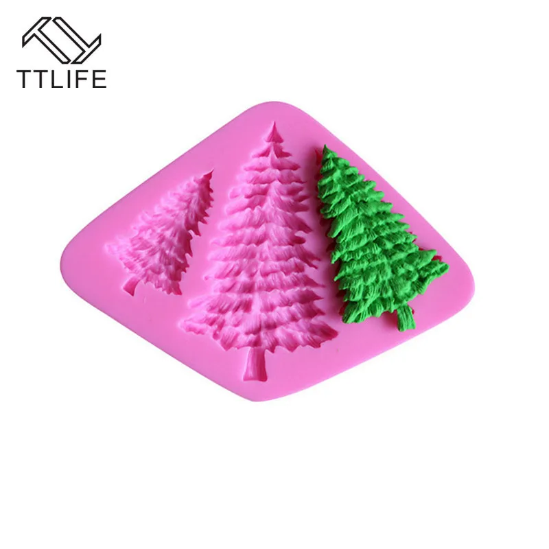 

TTLIFE 3 Hole Christmas Tree Silicone Mold Fondant Cake Confeitaria Decoration DIY Tools Cookies Candy Gumpaste Decorating Tool