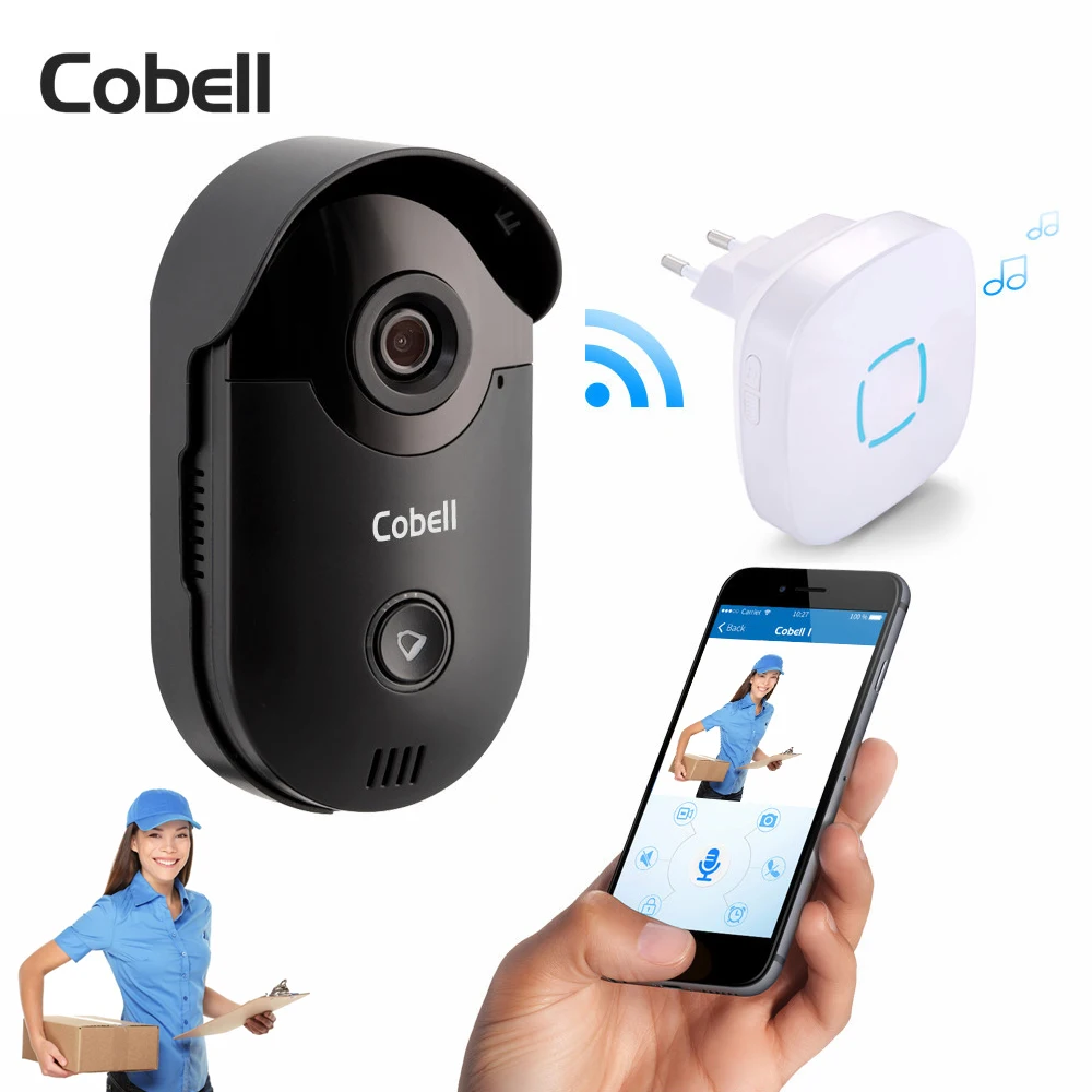 

Cobell 720P HD Wireless Wifi Video Doorbell Camera Motion Detection Alarm Built-in TF Card Door Phone Intercom Home Security