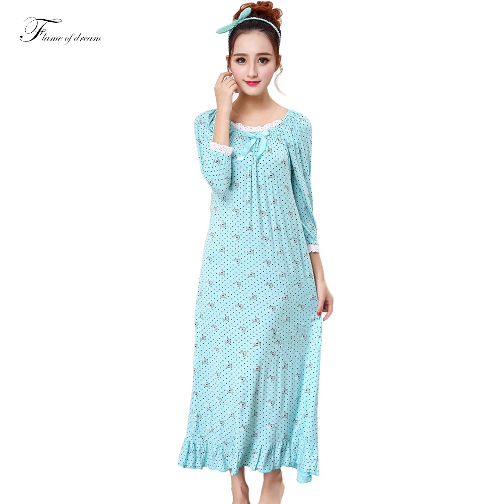 Buy Long cotton women sleepwear Girls Nightgown Sleep