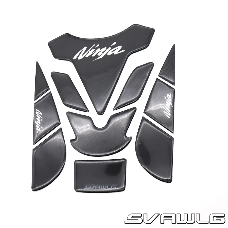 

3D Motorcycle For Kawasaki ninja Ninja 250 300 400 650 R Fuel Tank Pad Reflective carbon fiber bone black