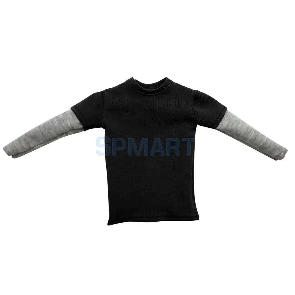 1/6 масштабная мужская длинная футболка с двойным рукавом, верхняя одежда для 1" мужских горячих игрушек, аксессуары для экшн-фигурок - Цвет: Black