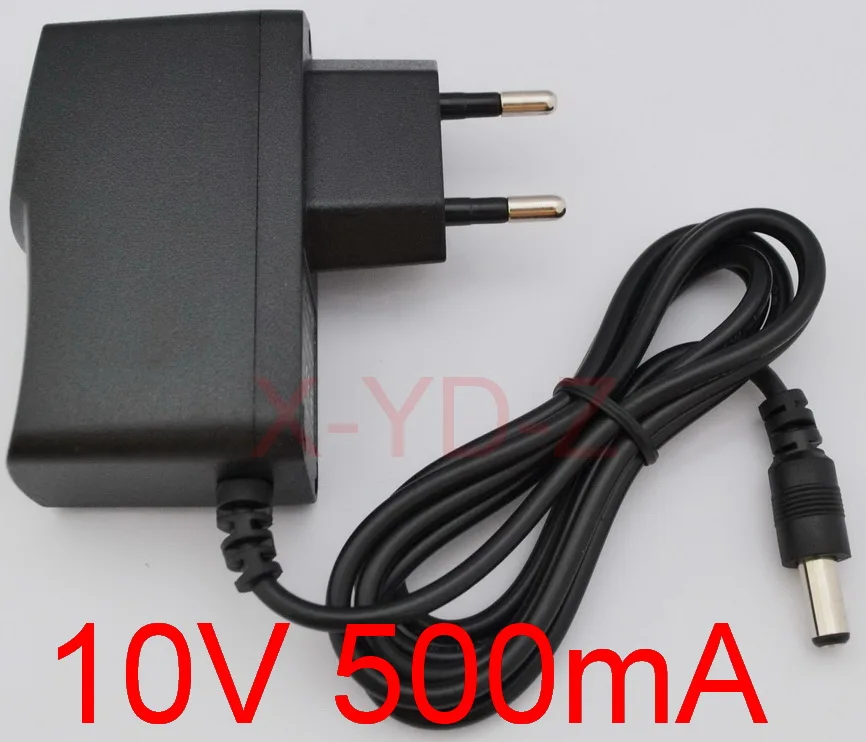 

1PCS 10V 500mA AC 100V-240V Converter Switching power adapter DC 10V 500mA 0.5A Supply EU Plug DC 5.5mm x 2.1mm-2.5mm