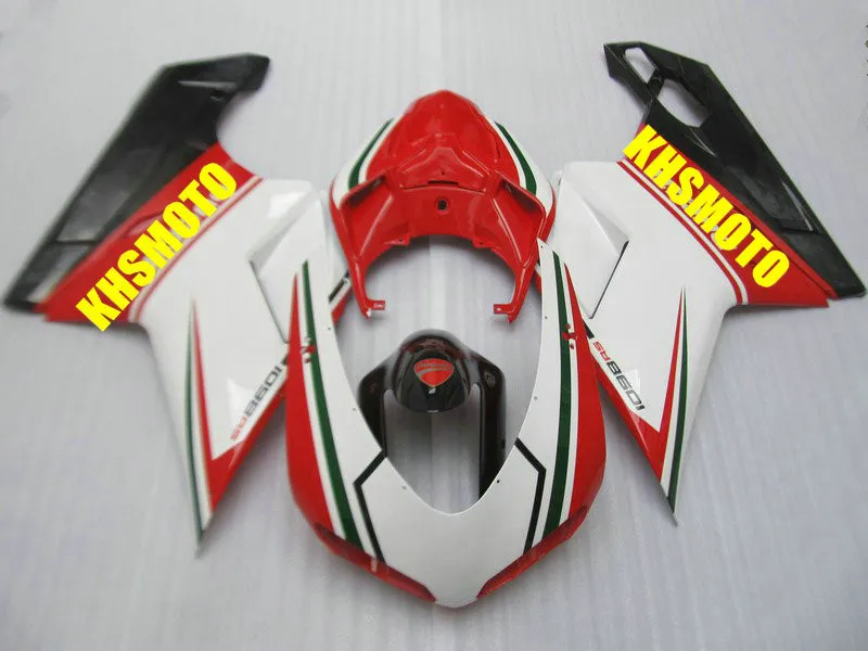 

Injection mold Fairing kit for DUCATI 848 1098 1198 08 09 Ducati 1198 848 1098 2008 2009 ABS white red Fairings set+gifts DB02