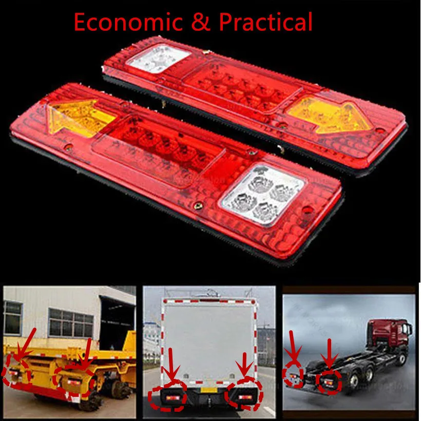 

2X 19 LED Trailer Truck RV ATV Turn Signal Running Tail Light #S White-Amber-Red