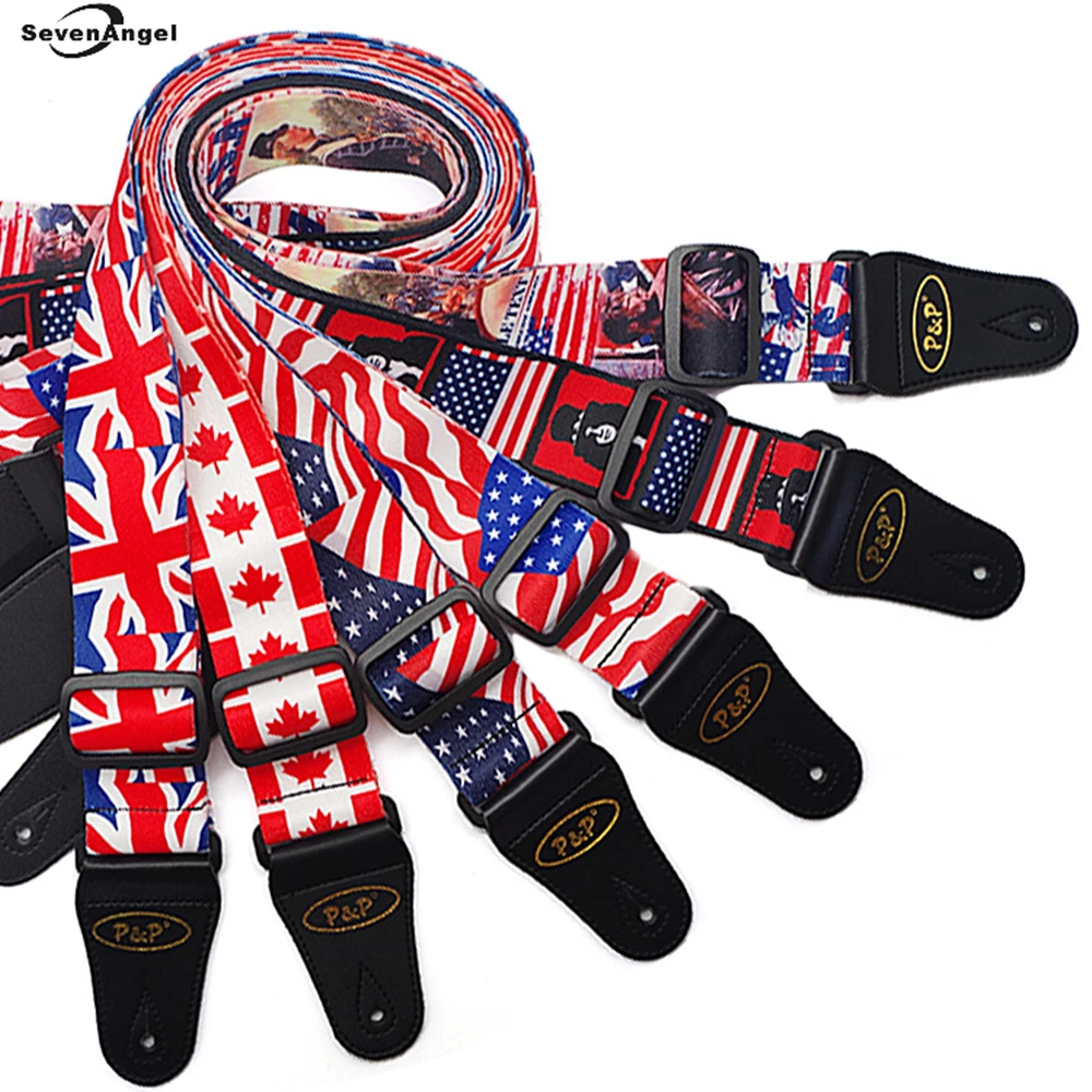 Adjustable Guitar Strap New National Flag USA UK Canada Slash Design