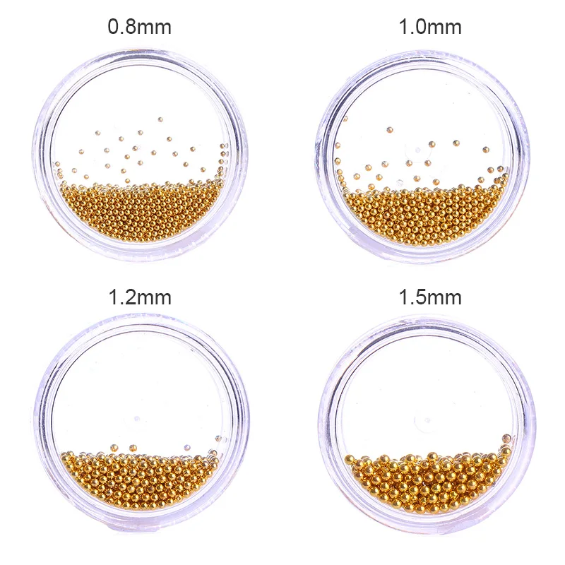 0,8 мм 3D металлические микро бусы из нержавеющей стали дизайн ногтей многоразмерные бусины для ногтей розовый Золотой Серебряный ноготь бусины украшения шпильки