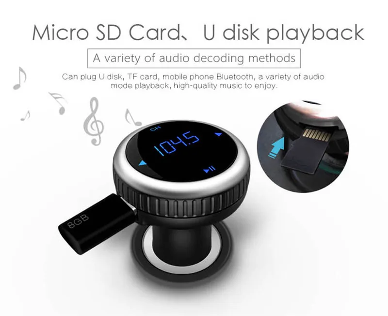 JINSERTA Car MP3 Audio Player Bluetooth FM Transmitter Wireless FM Modulator Car Kit HandsFree LCD USB TF Reader