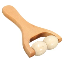 1Pc wooden Head Massager Two Wheel Balls Body Hand Fitness Antifatigue Wood Massage Health Care Relaxation Tool
