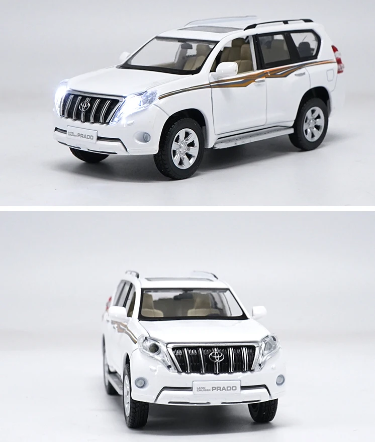 1:32 весы литья под давлением игрушка модель Toyota Land Cruiser Prado внедорожник со звуком светильник автомобилей Вытяните назад образовательные коллекция детский подарок