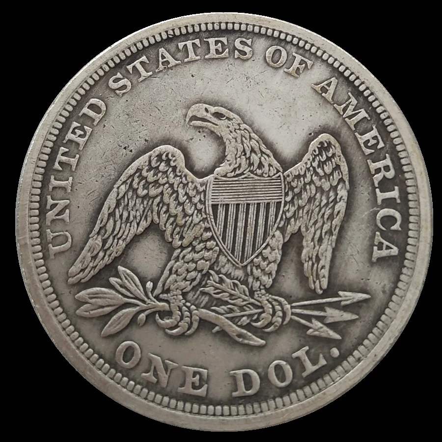Seated Liberty Dollar 1854 Silver Plated Usa Coins Copy Used Shiny Seated Liberty Dollar 1854 Silver Plated Usa Coins Copy Used Shiny Condition