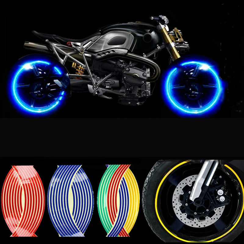 

16 Strips Motorcycle Wheel Reflective Stickers Car Rim Stripe Wheel Decal Tape For 12' 18' Motorcycle Scooter Wheel Rim