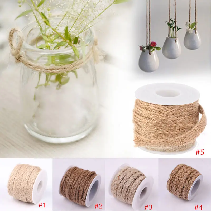 

Newly 5M Natural Hessian Jute Twine Rope Burlap Ribbon DIY Craft Vintage Wedding Party Decor XSD88