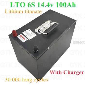 

GTK LTO 14.4v 6S 12V 100AH lithium titanate Battery Pack for boat Motor Solar Car starting 100A BMS Fast charge + 10A charger