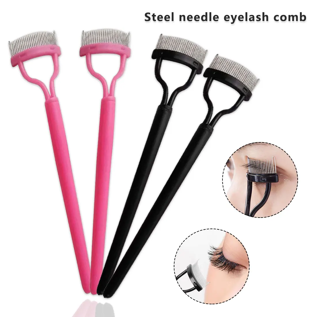 

Mascara Applicator Eyelash Makeup Brush Comb Stainless Steel Black Makeup Brush Half Curved Eyelash Comb Beauty Makeup Tool