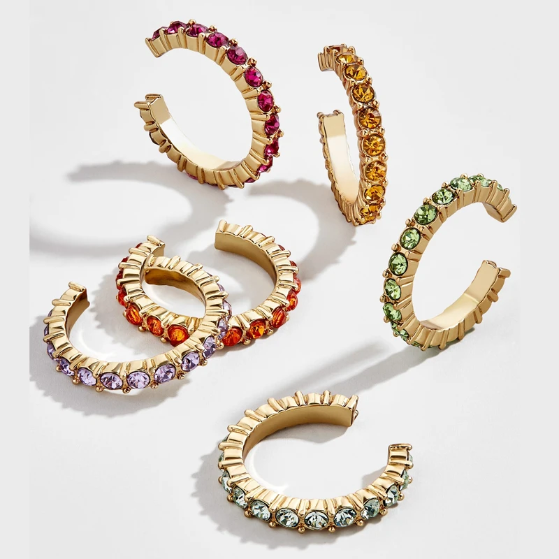 

Miwens 2019 New Bauble Bar Colorful Crystal Circle Hoop Earrings For Women Geometric Bright Round Earrings Romantic Porm Jewelry
