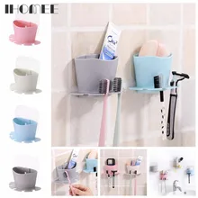 Экономия пространства 4 стойки многофункциональный держатель зубной щетки для ванной комнаты кухонный держатель зубные пасты всасывающий держатель настенная подставка крюк 19Z15