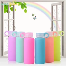 Сон-трава творческий цвет ful карамельный цвет силиконовые наборы Анти-Горячая стеклянная бутылка для воды с мягким цветным силиконовым рукавом Perfec