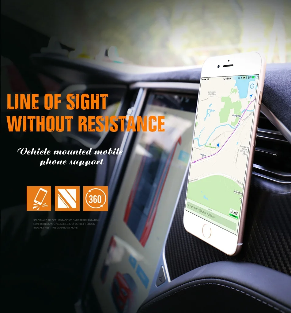 Aluminum Magnetic Car Phone Holder Stand For iPhone 7 6 6S Plus 5S SE For Huawei Xiaomi mi5s (1)