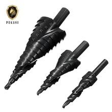 PEGASI 3PCS 4-32MM HSS Cobalt Step Stepped Drill Bit Set Nitrogen High Speed Steel Spiral For Metal Cone Triangle Shank Hole