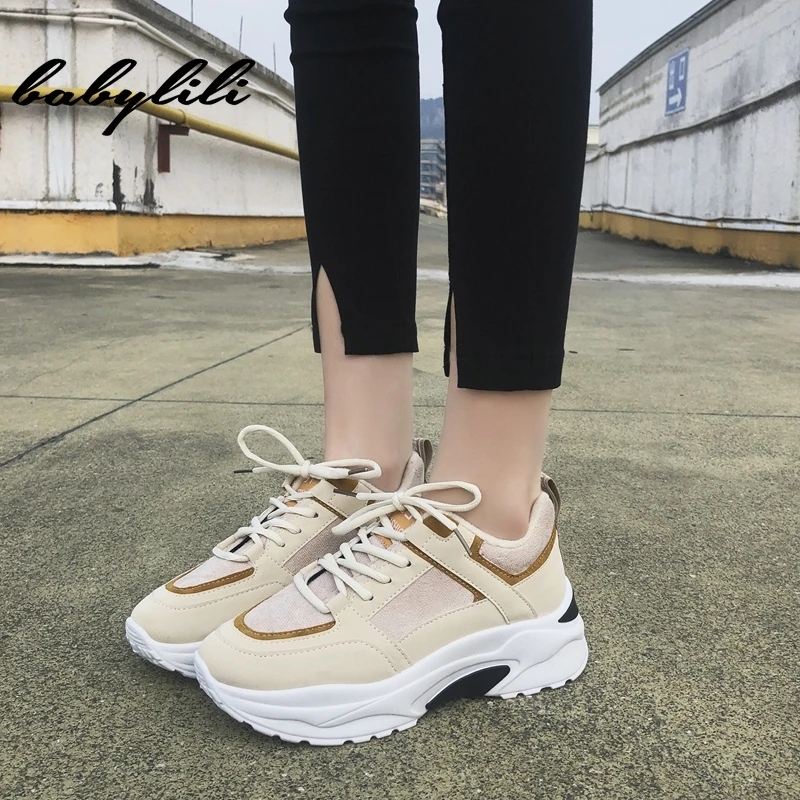 

Spring Fashion Women Sneakers Casual Shoes Suede Leather Platform Shoes Women Sneakers Ladies White Trainers Chaussure Femme