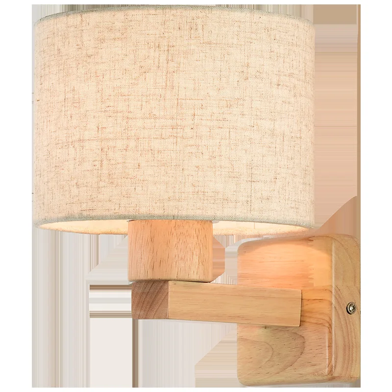 LukLoy простая деревянная настенная лампа светодиодный прикроватная Люстра для гостиничного номера простая Кабинет гостиная балкон креативная лестница ткань свет
