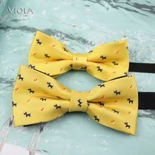 Комплект с галстуком-бабочкой для родителей и детей, собачка из мультфильма, милый детский домашний питомец, семья, Бабочка, вечерние, свадебные, яркие, желтые, бант, аксессуар бабочка